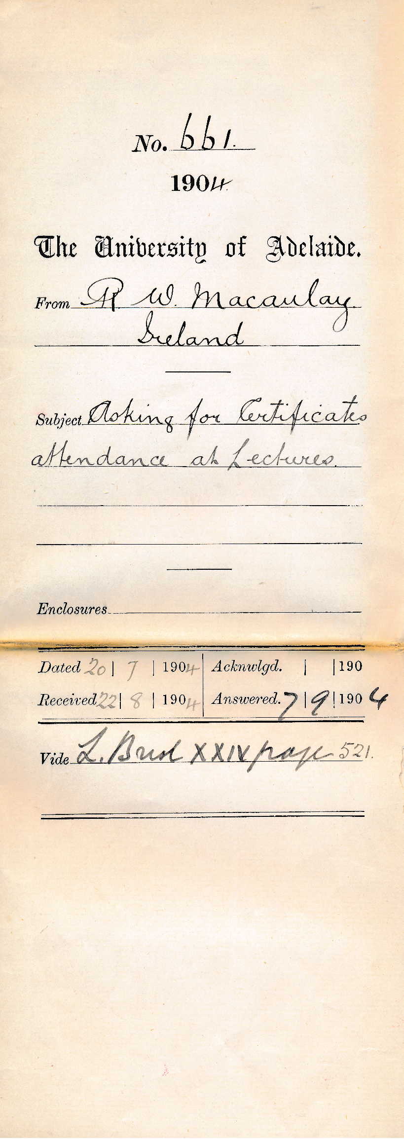 Asking for Certificates attendance at Lectures