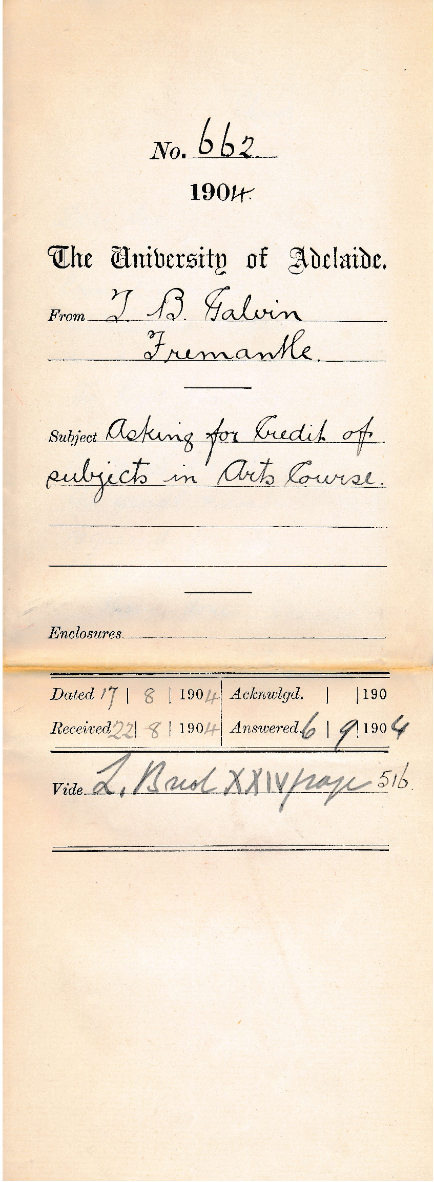 Asking for Credit of subjects in Arts Course