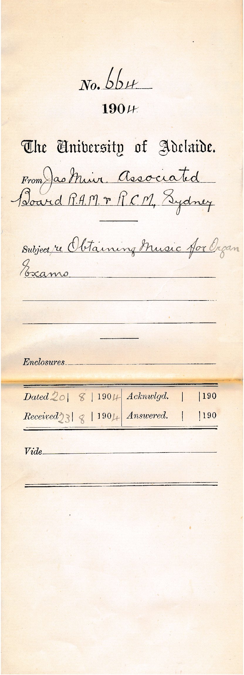 Re Obtaining Music for Organ Exams