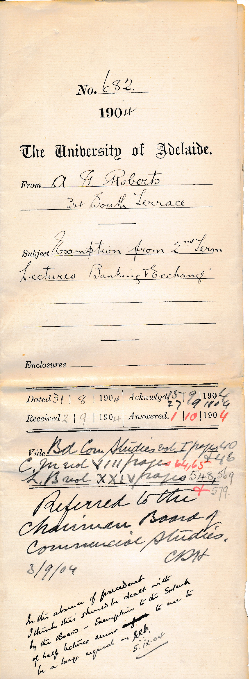 Exemption from 2nd Term Lectures Banking and Exchange