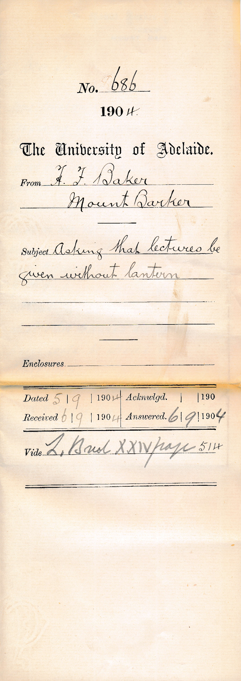 Asking that lectures be given without lantern