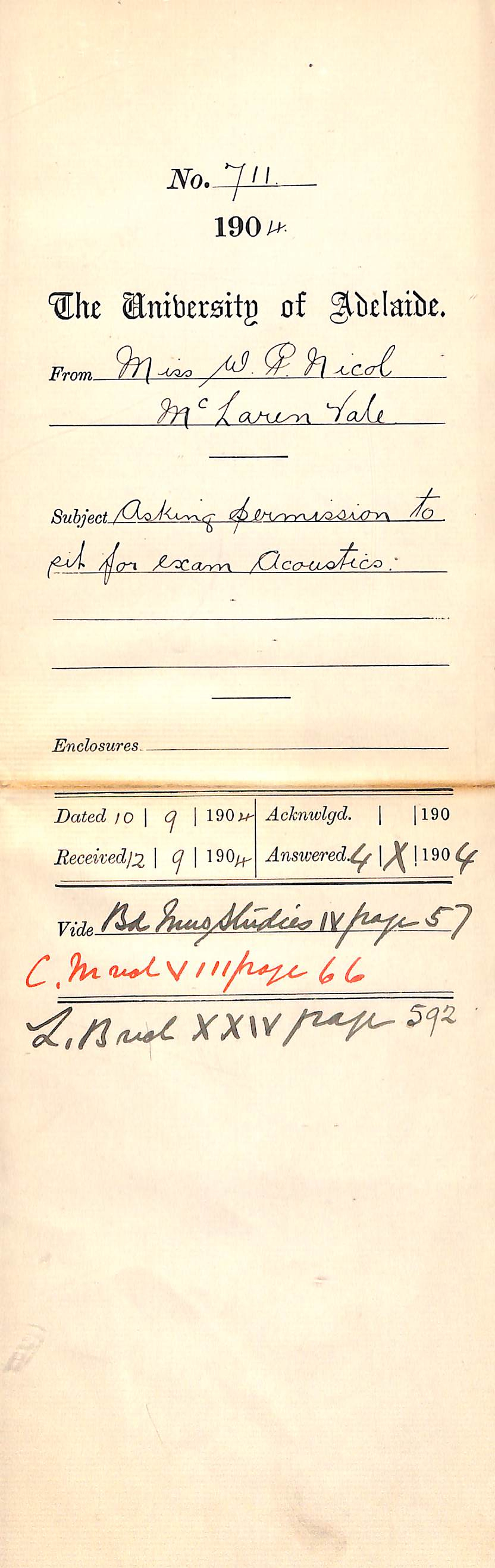 Asking permission to sit for Exam Acoustics
