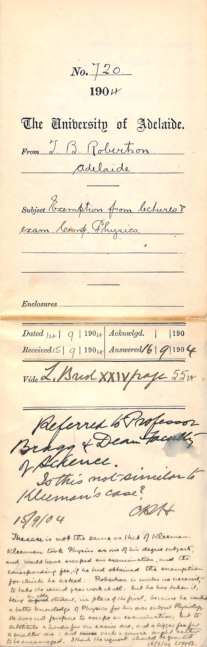 Exemption from Lectures and Exam Compulsory Physics