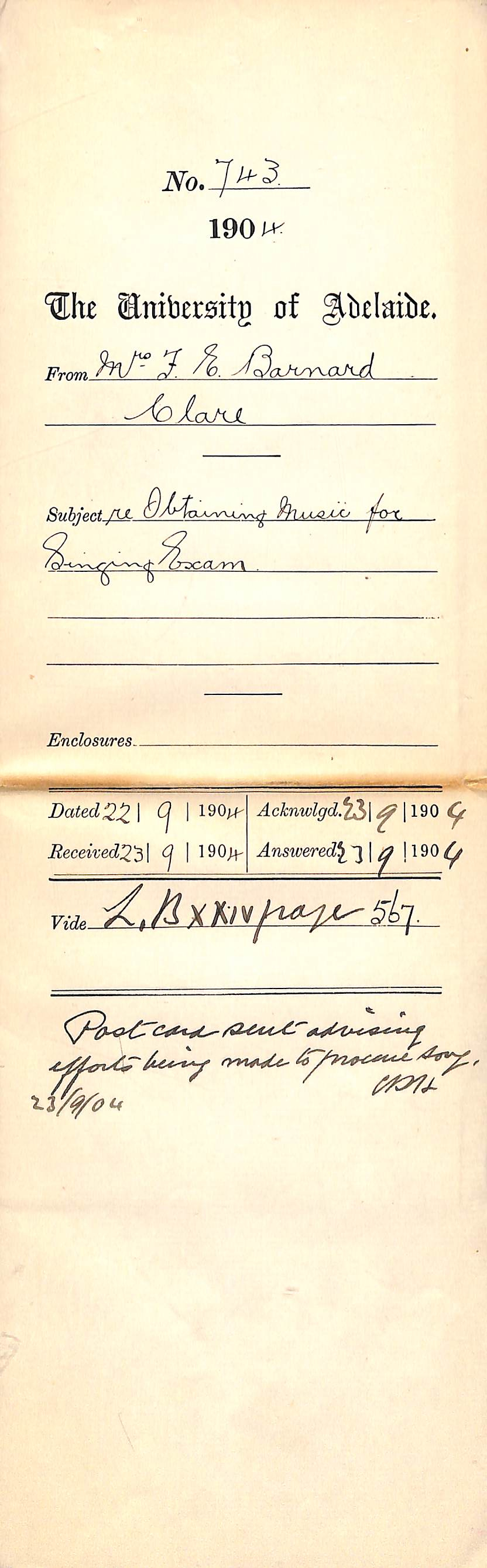 Re Obtaining Music for Singing Exam