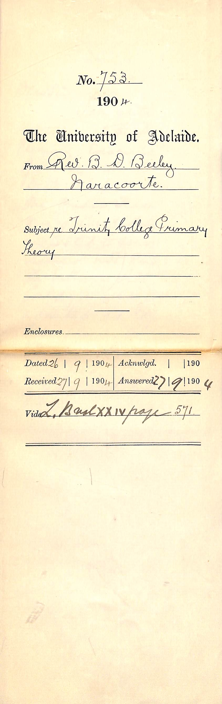 Re Trinity College Primary Theory