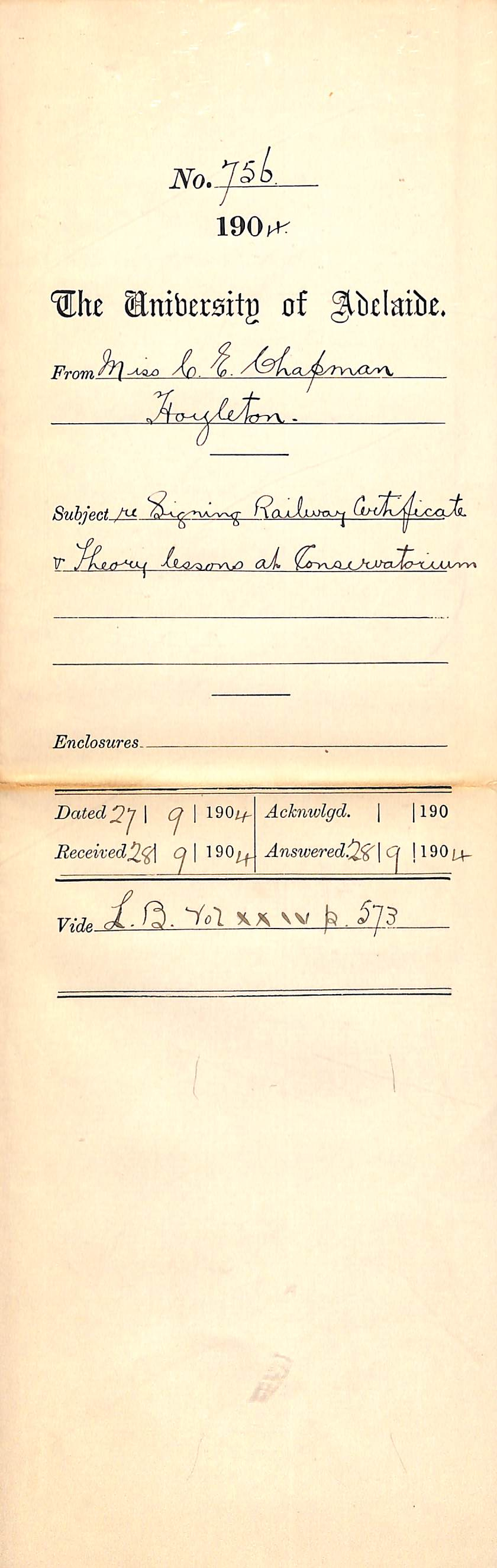 Re Signing Railway Certificate &amp; Theory Lessons at Conservatorium