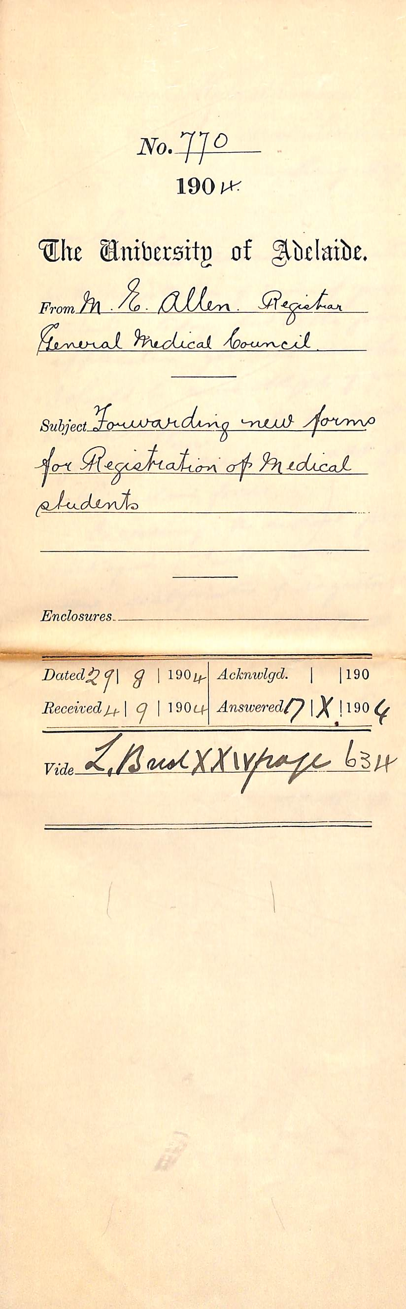 Forwarding New Forms for Registration of Medical Students