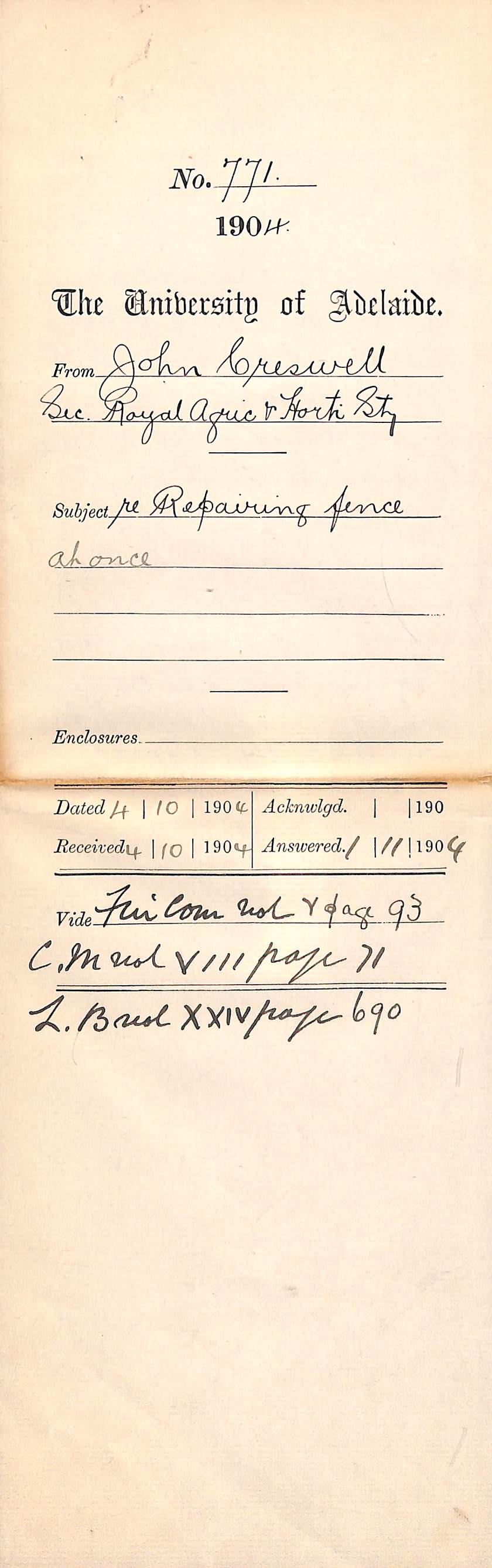 Re Repairing fence at once