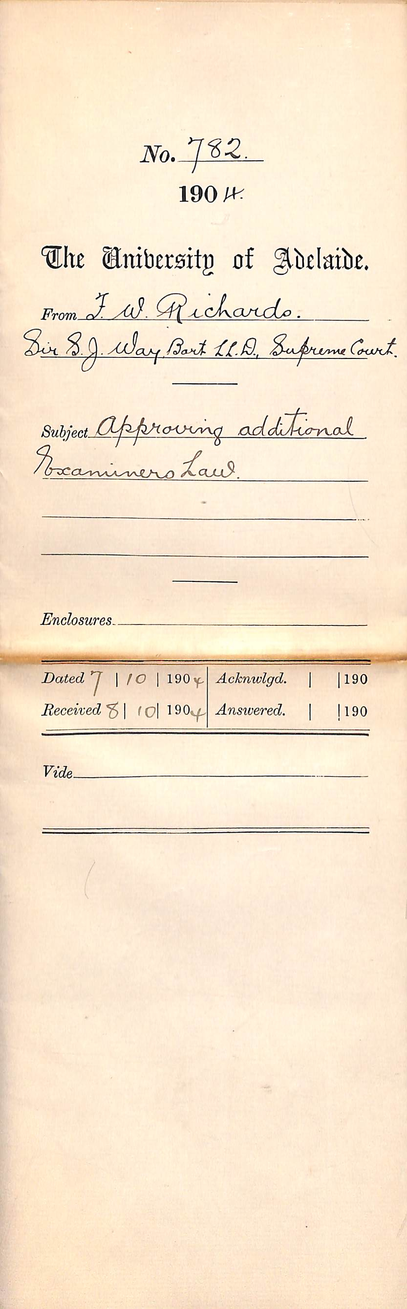 Approving Additional Examiners Law