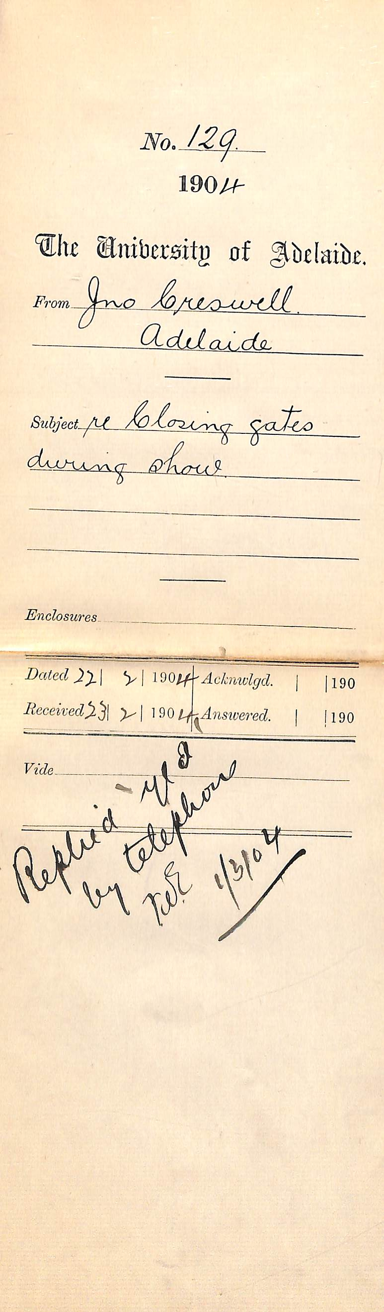 Re closing gates during show