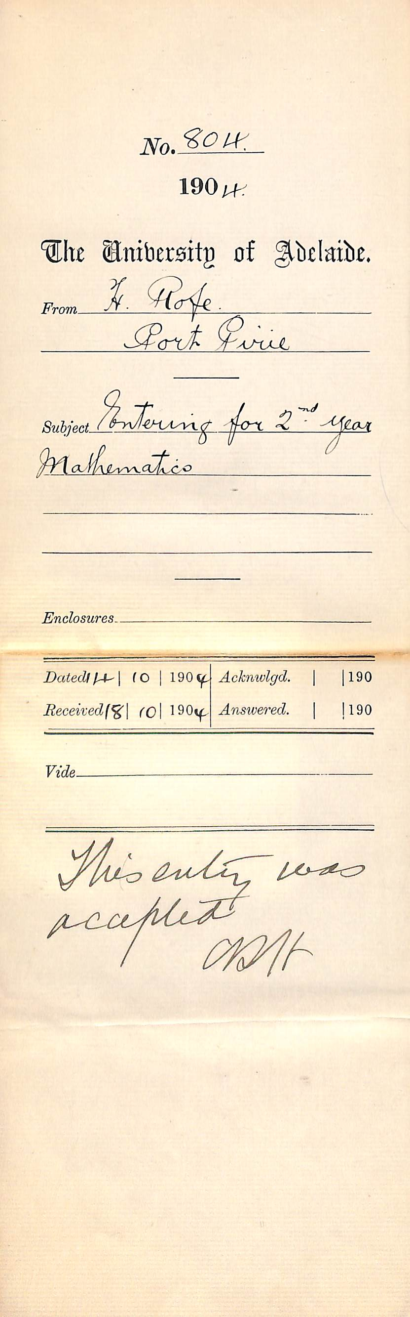 Entering for 2nd Year Mathematics