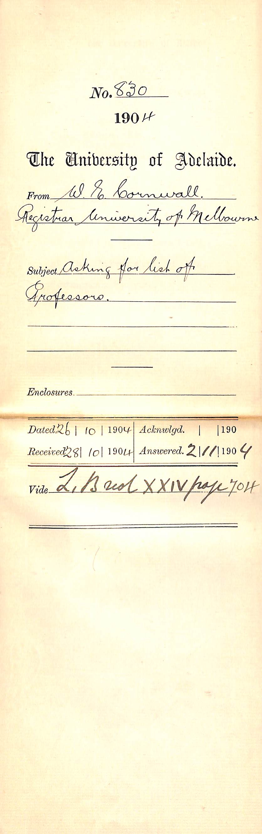 Asking for list of Professors