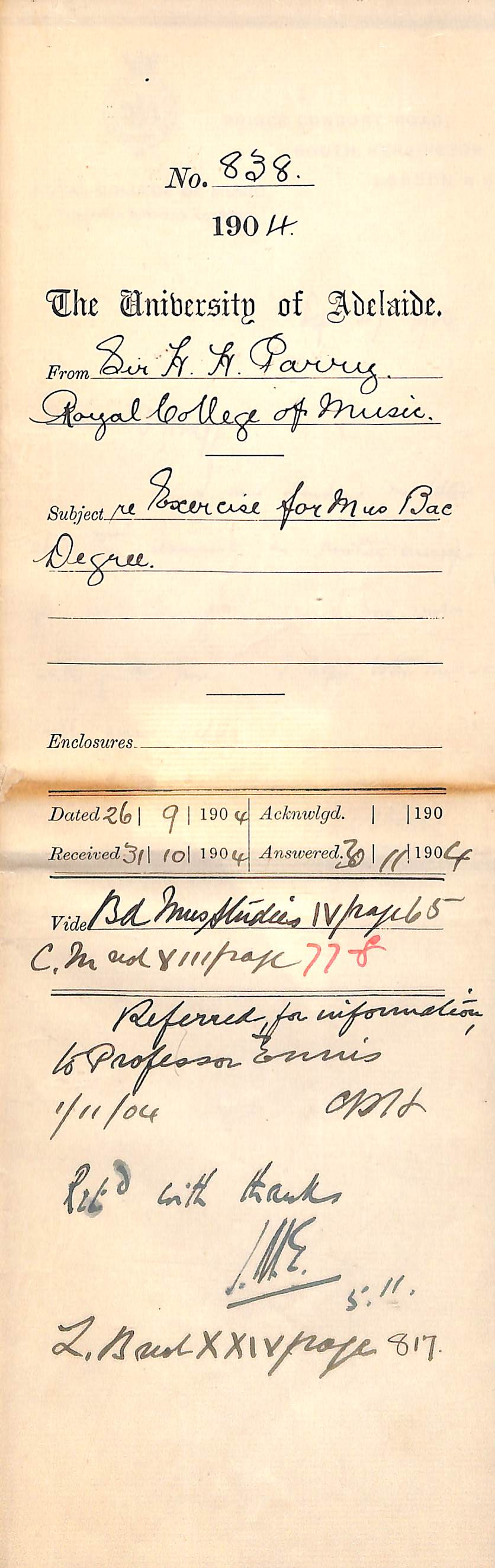 Re Exercise for Mus Bac Degree