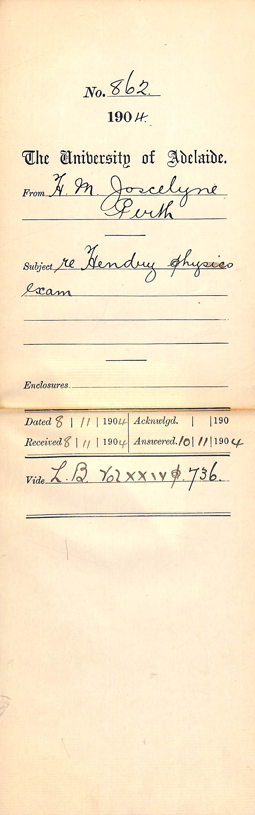 Re Hendry Physics Exam