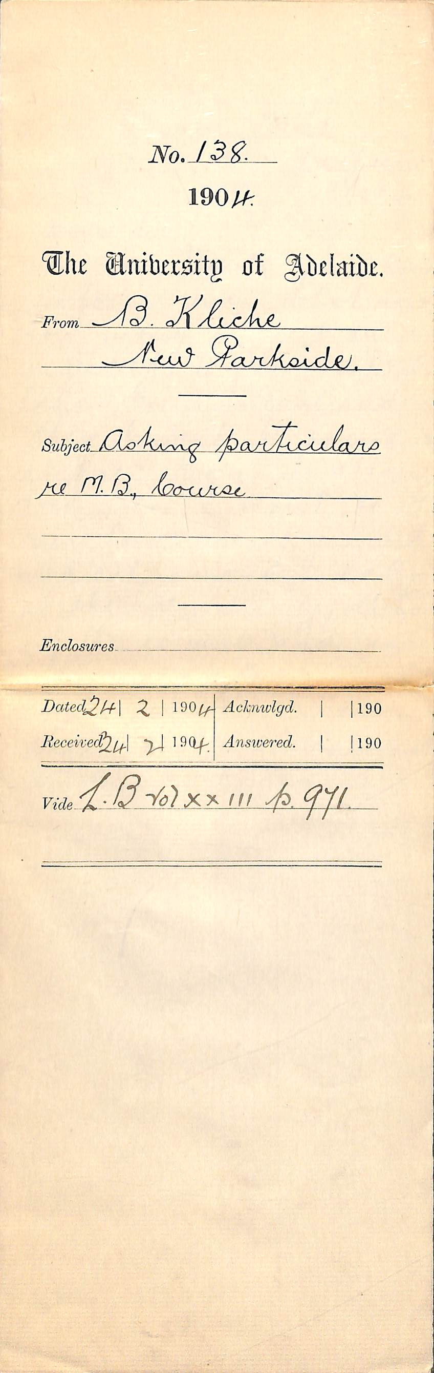 Asking particulars re MB Course