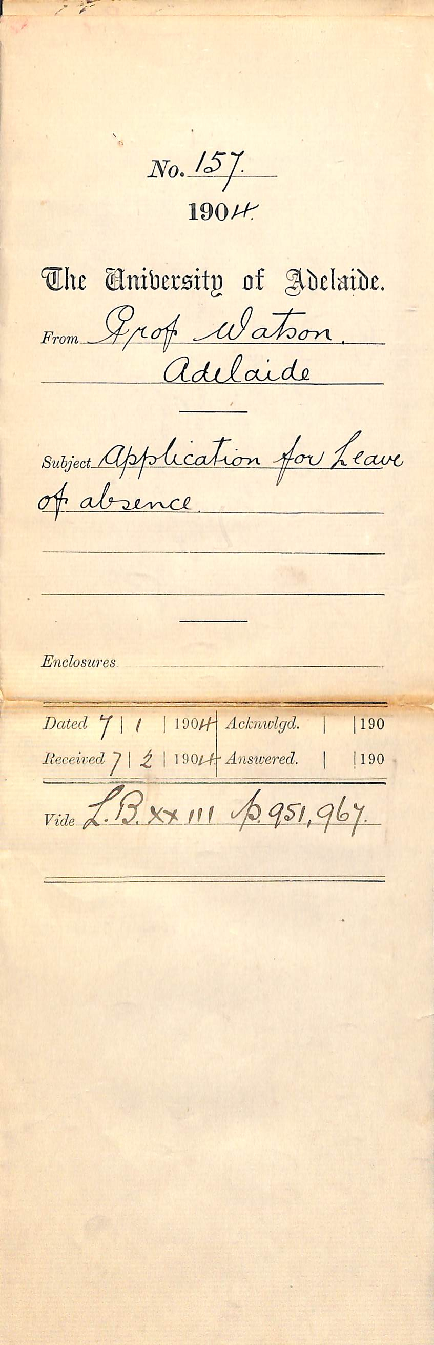 Asking for leave of absence - Watson