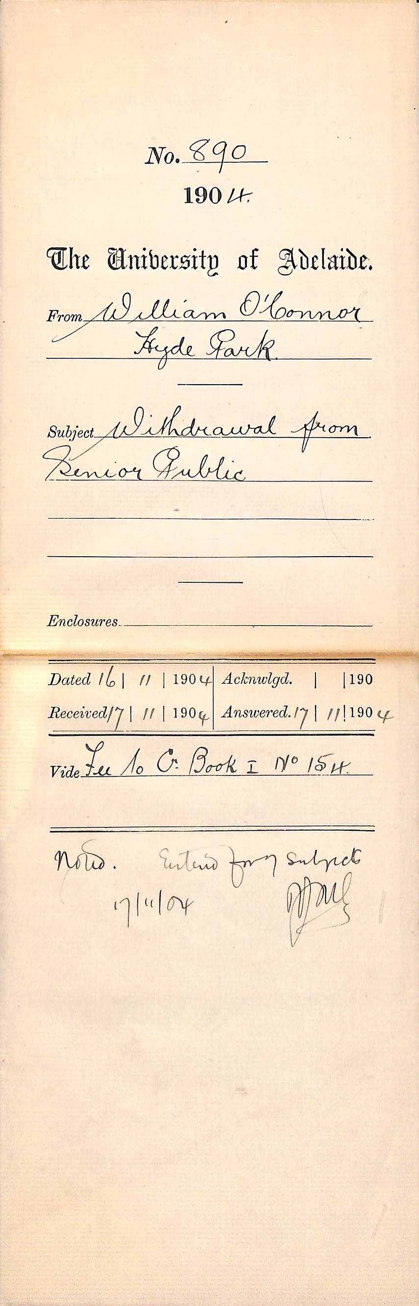 Withdrawal from Senior Public