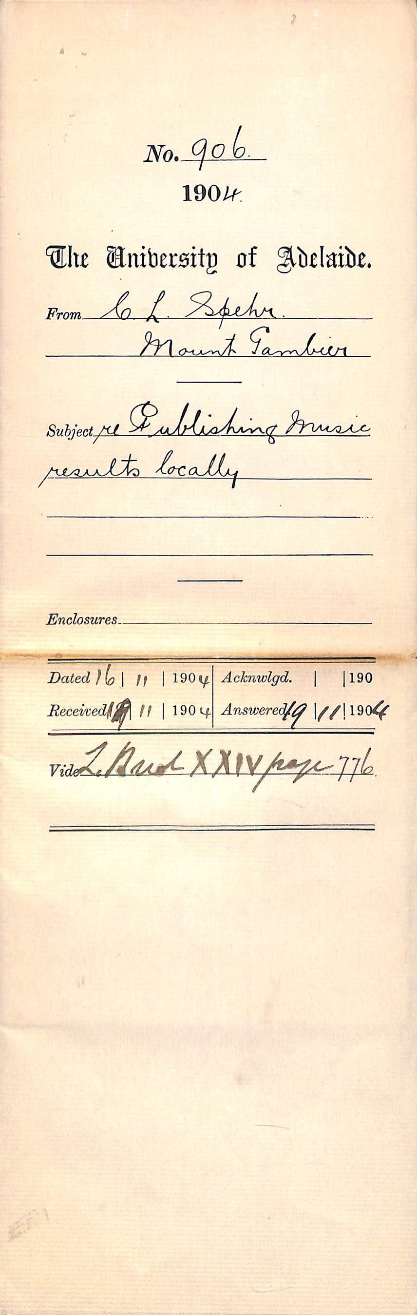 Re Publishing Music results locally