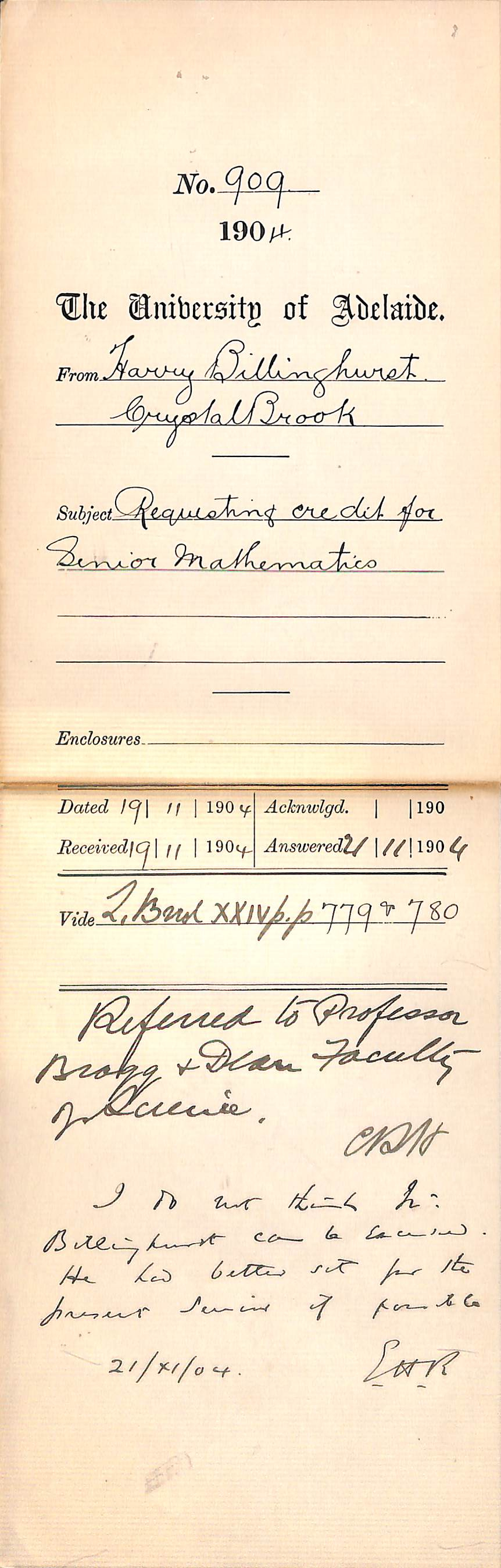 Requesting credit for Senior Mathematics