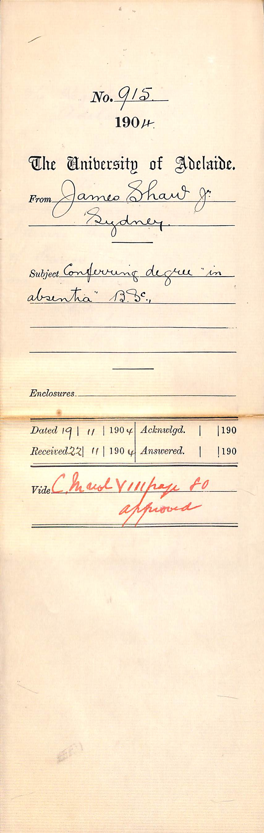 Conferring Degree in absentia B Sc