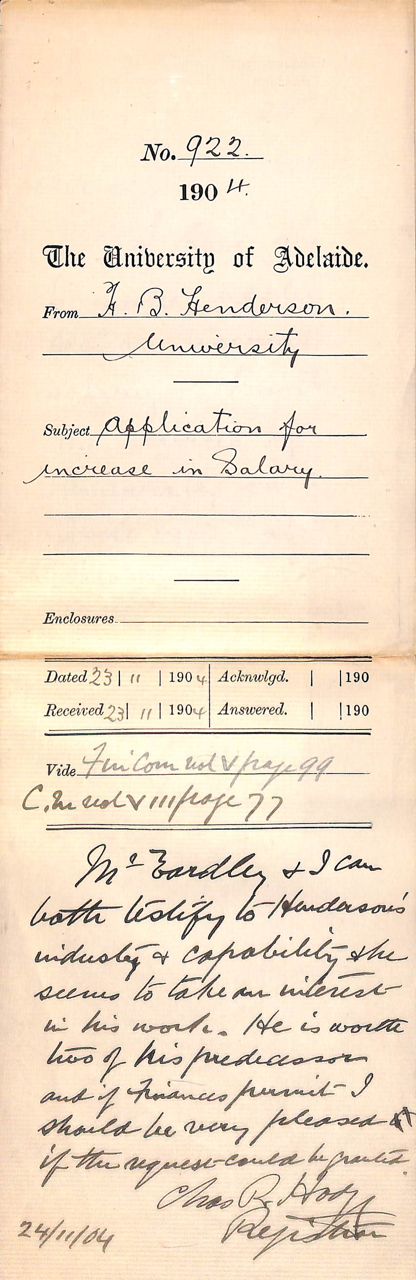 Application for increase in Salary