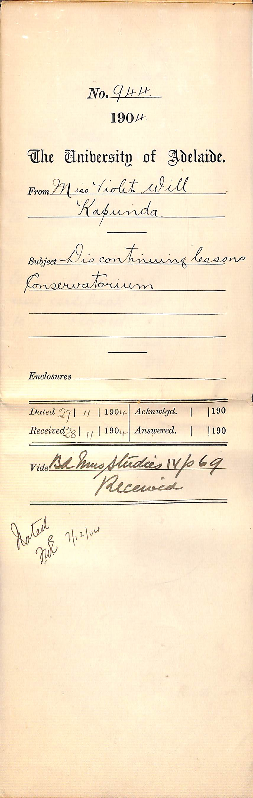 Discontinuing lessons Conservatorium - Will 2