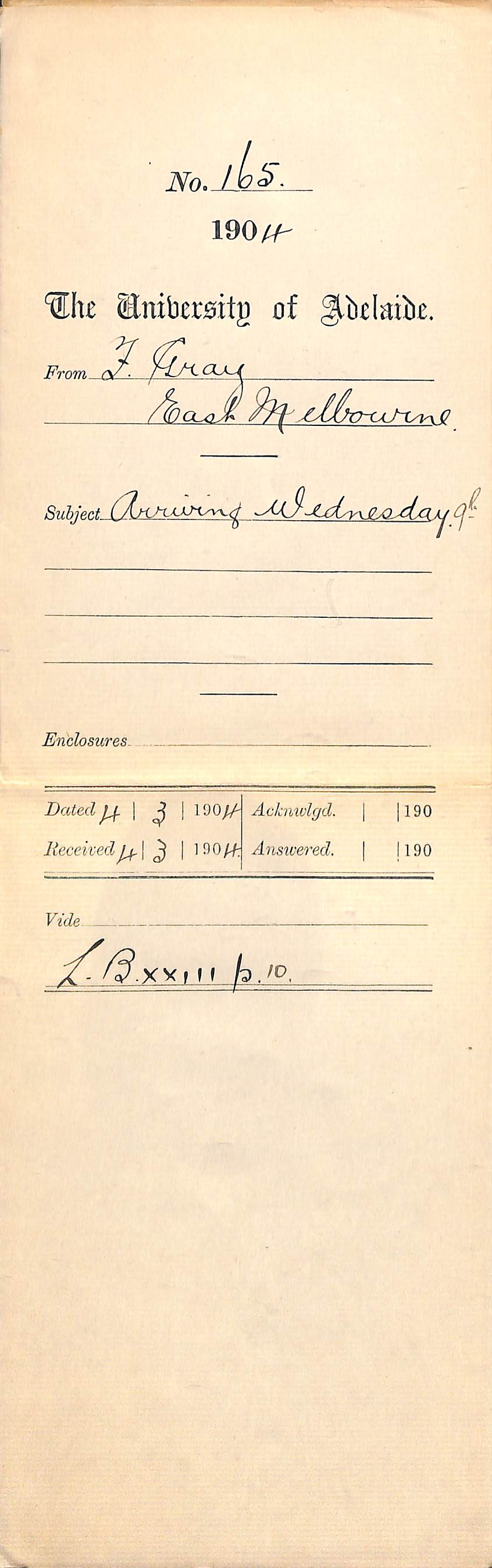 Arriving Wednesday 9th