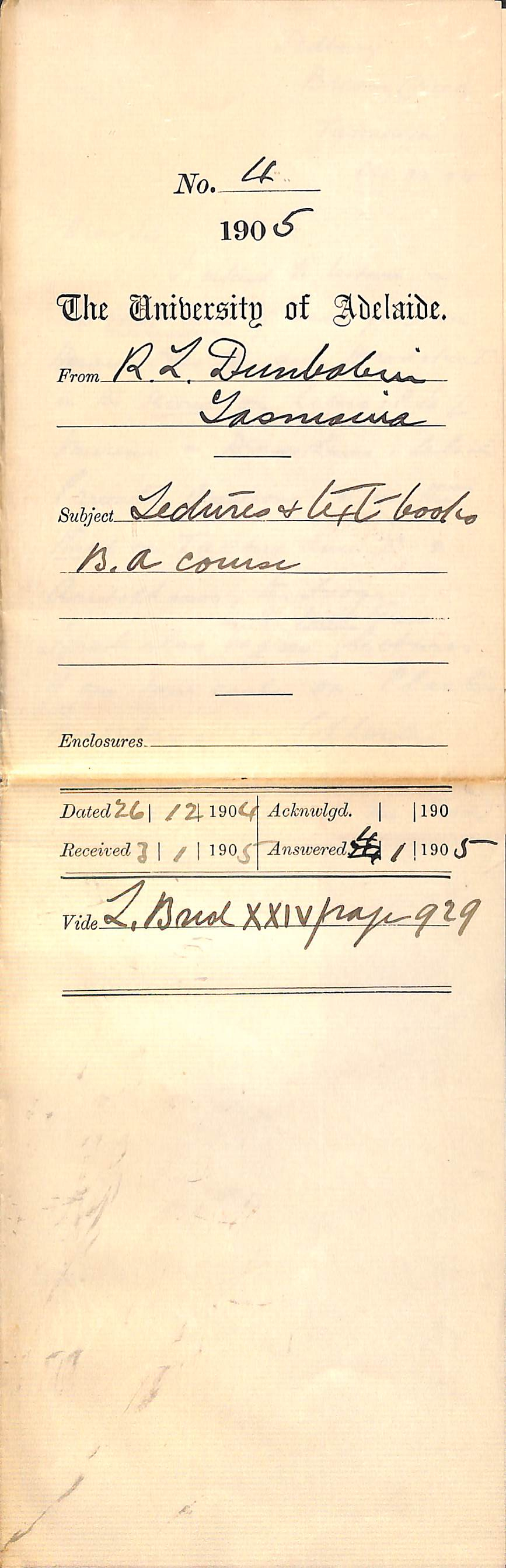 Lectures and text books B A Course