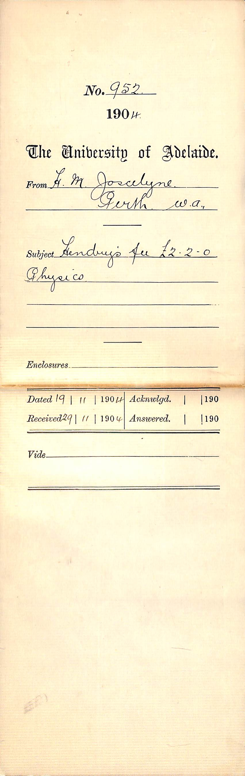 Hendrys Fee 2-2-0 pounds Physics