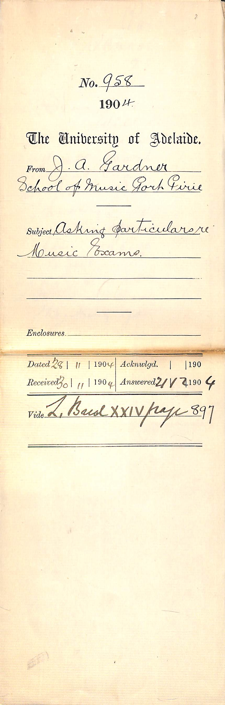 Asking particulars Music Exams