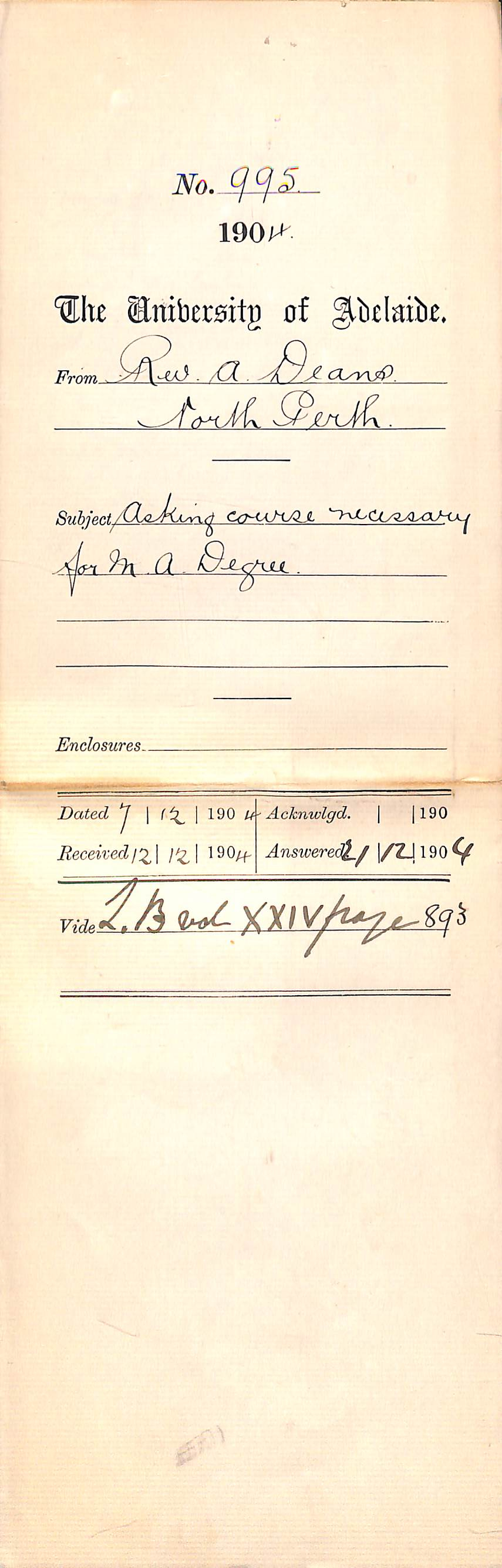 Asking course necessary for M A Degree