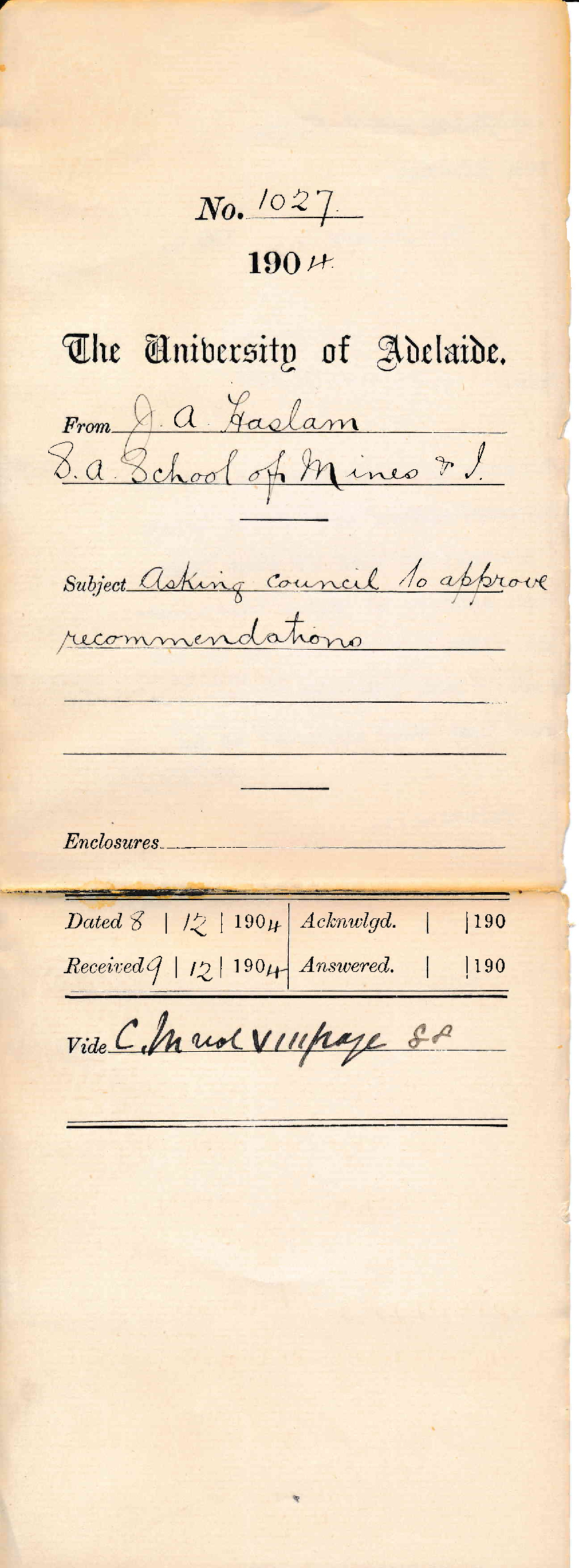 Asking Council to approve recommendations