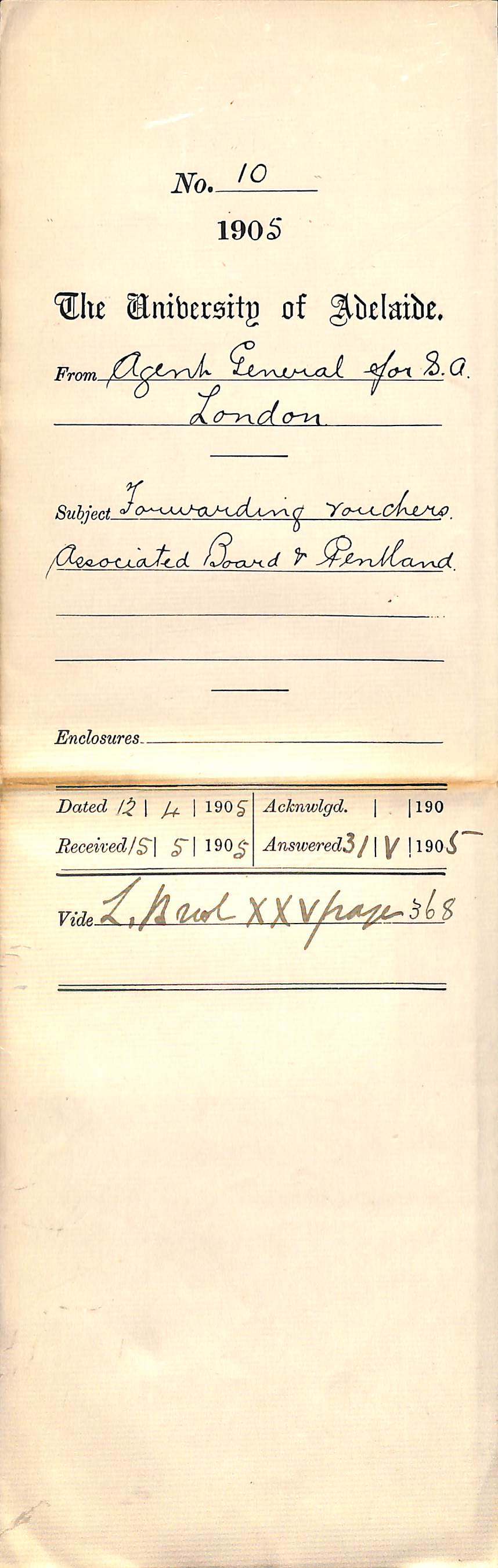 Forwarding Vouchers Associated Board and Pentland