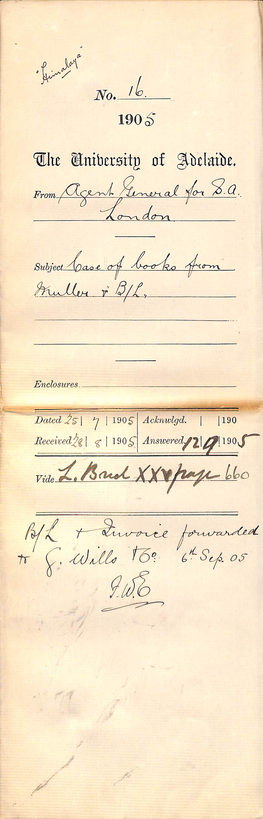 Case of Books from Muller and Bill of Lading