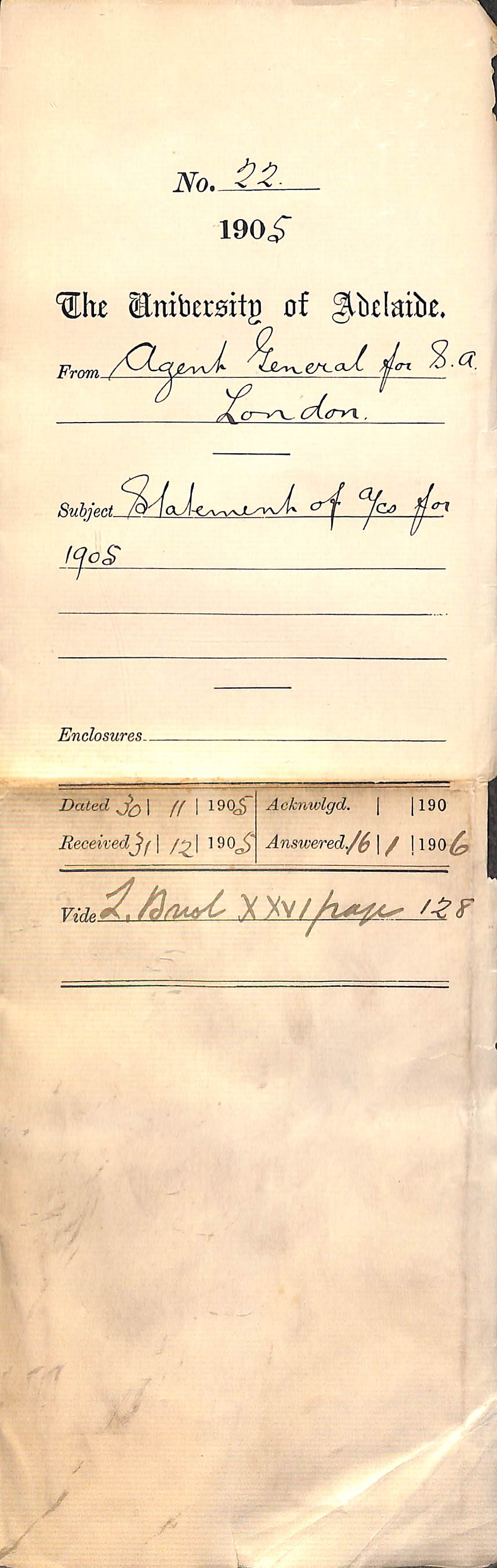 Statements of Accounts for 1905