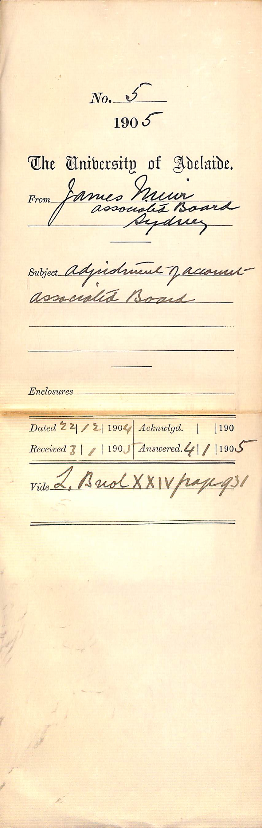 Adjustment of account associated Board