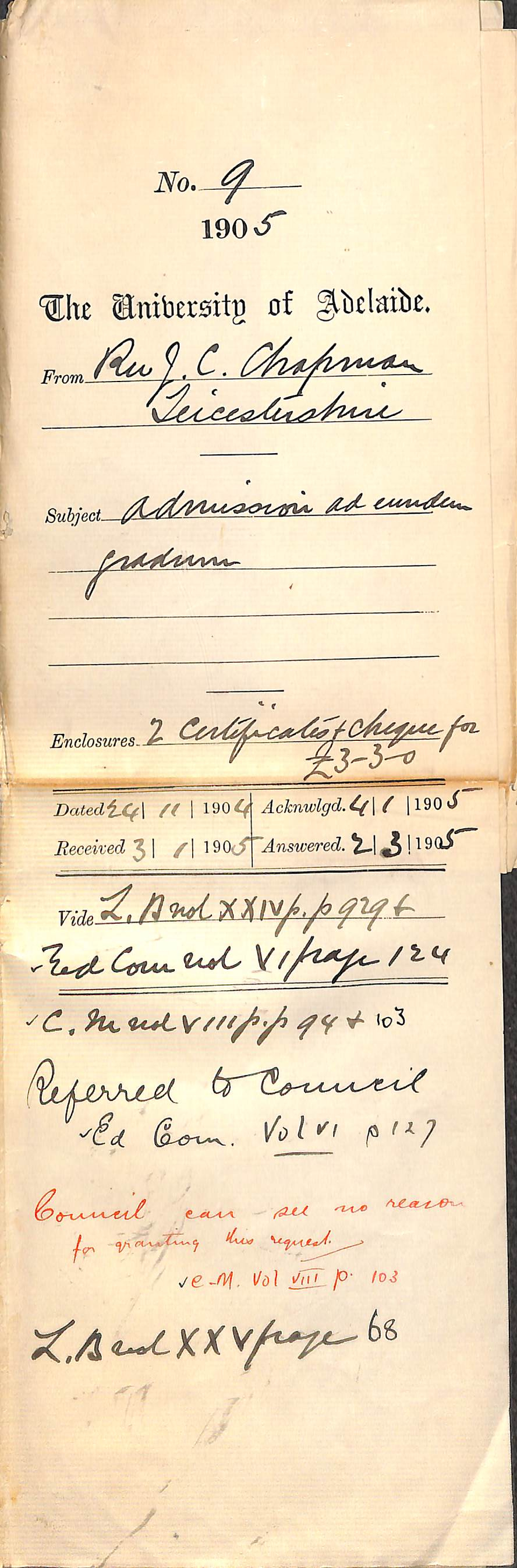 Admission ad eundem gradum - Chapman