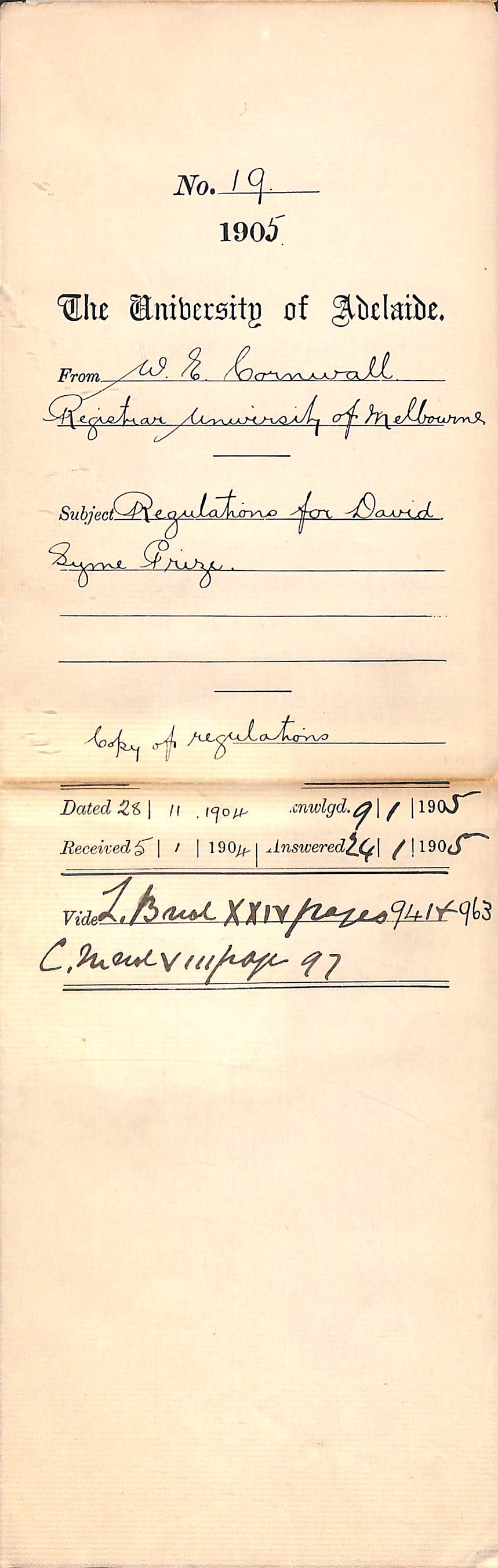 Regulations for David Syme Prize