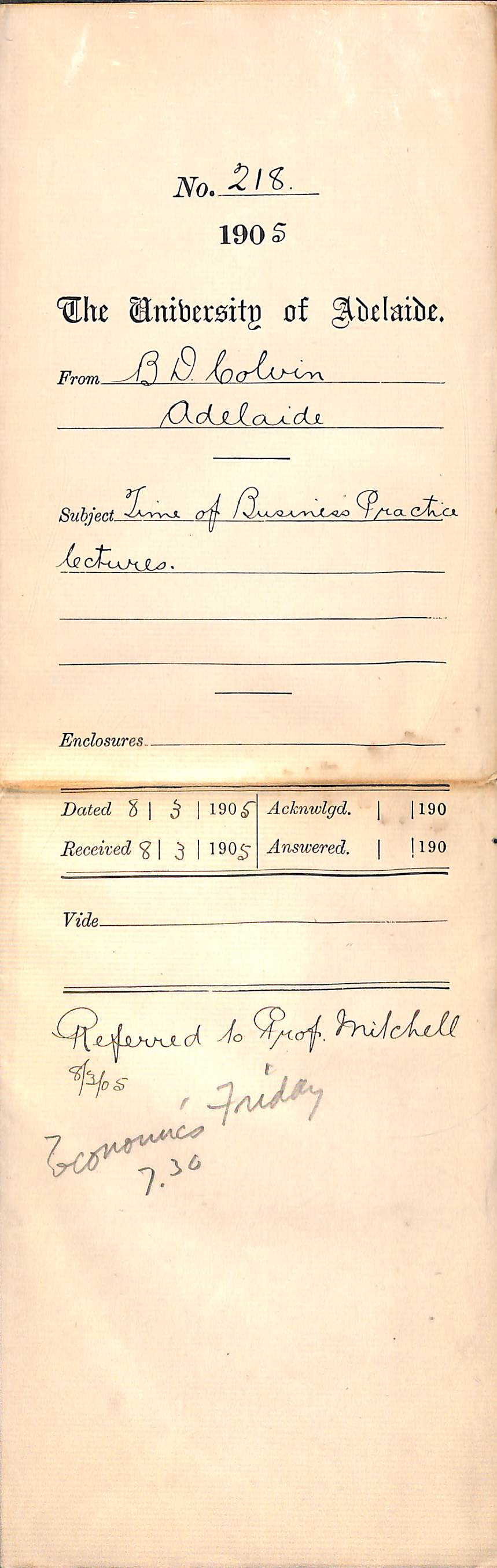 Time of Business Practice Lectures