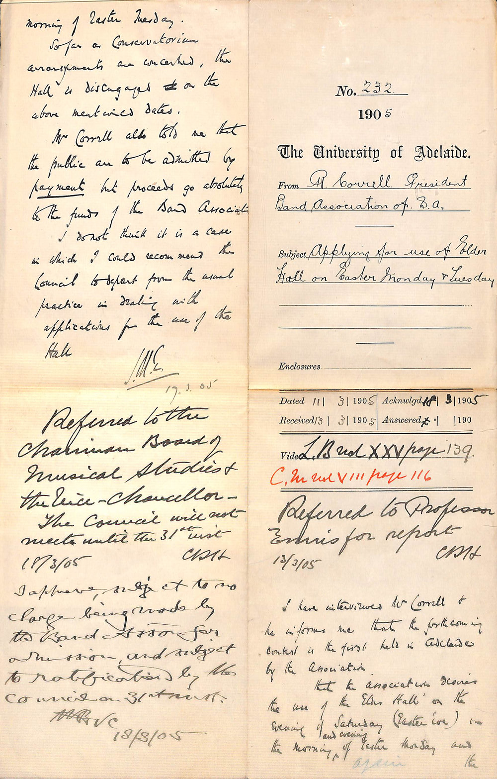 Applying for use of Elder Hall on Easter Monday and Tuesday