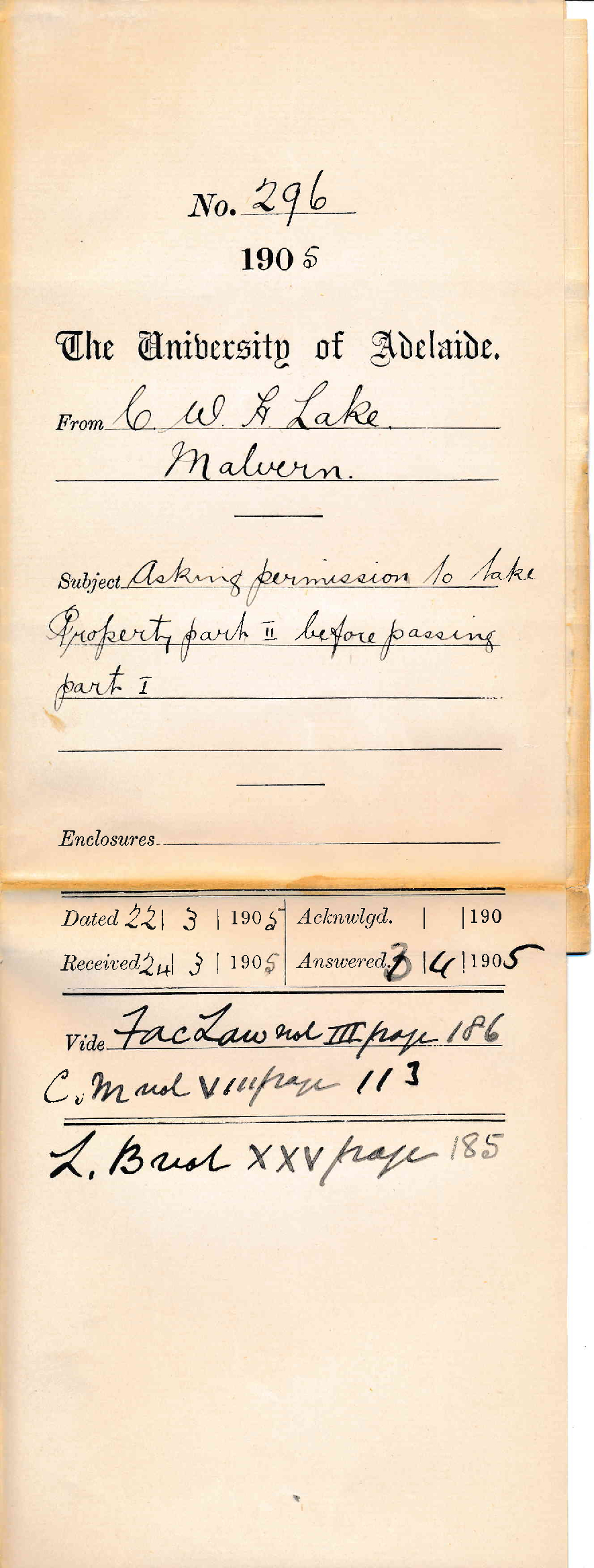 Asking permission to take Property Part II before passing Part I