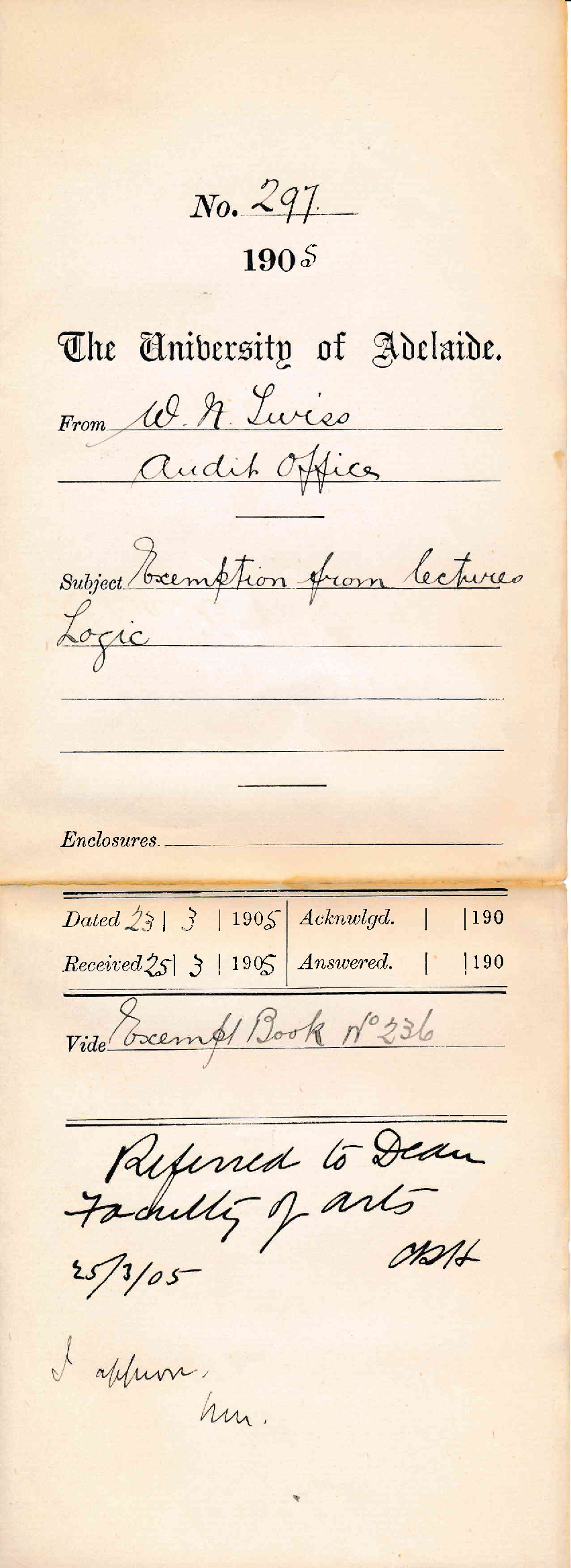 Exemption from Lectures Logic