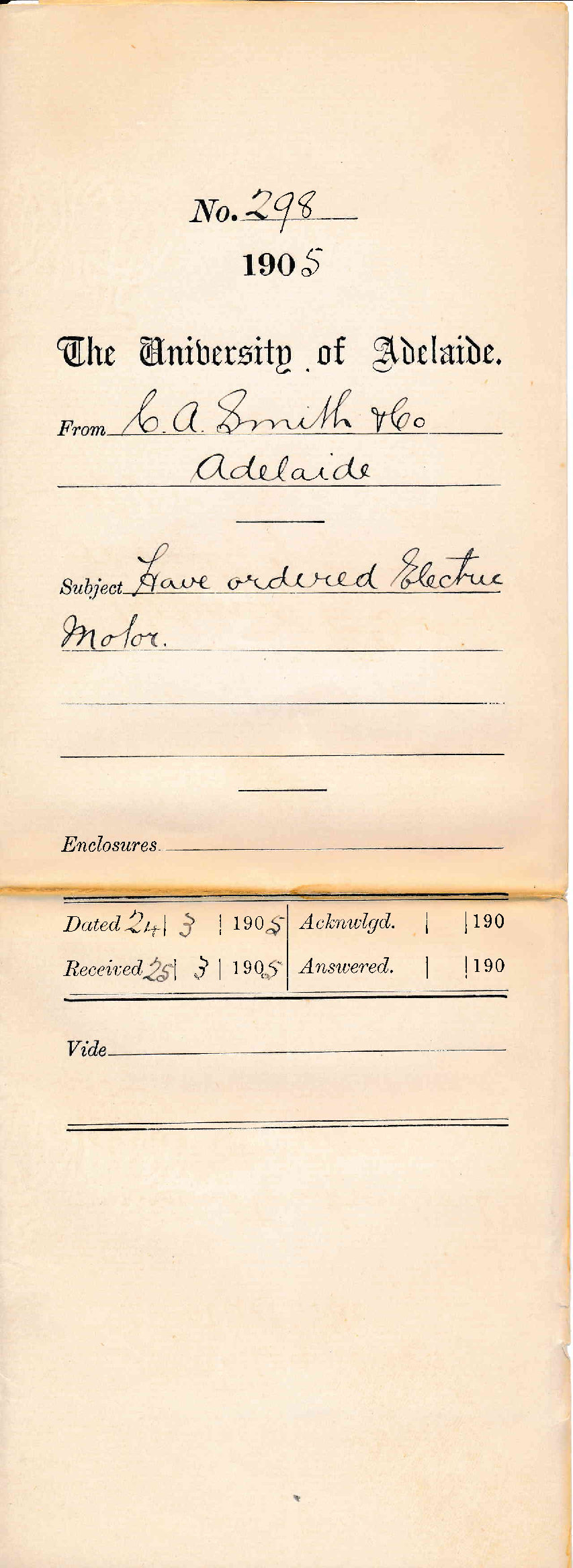 Have ordered Electric motor