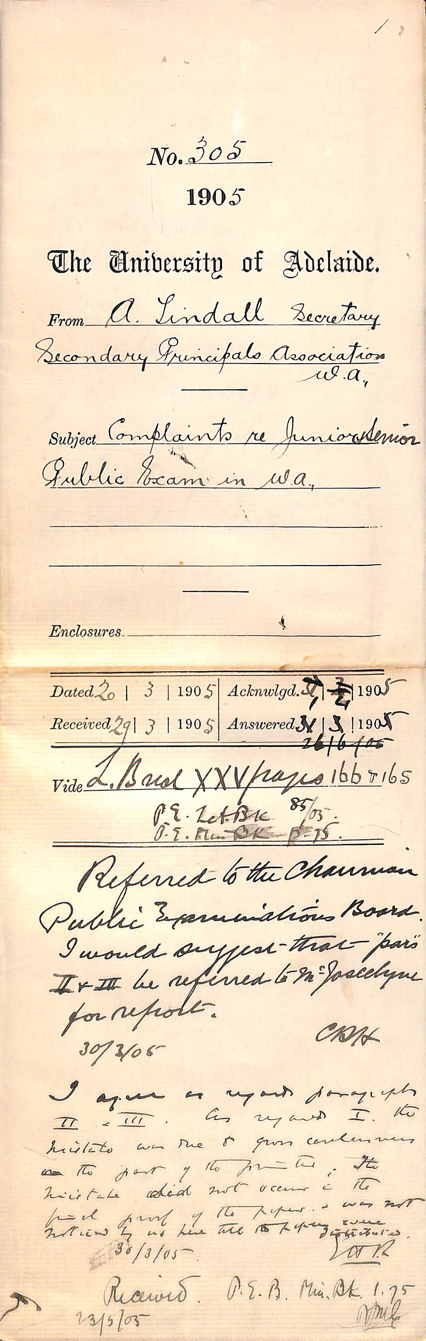 Complaints re Junior and Senior Public Exams in Western Australia