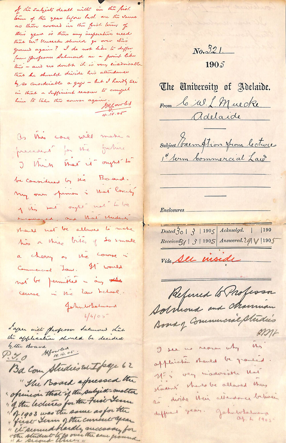 Exemption from lectures 1st Term Commercial Law