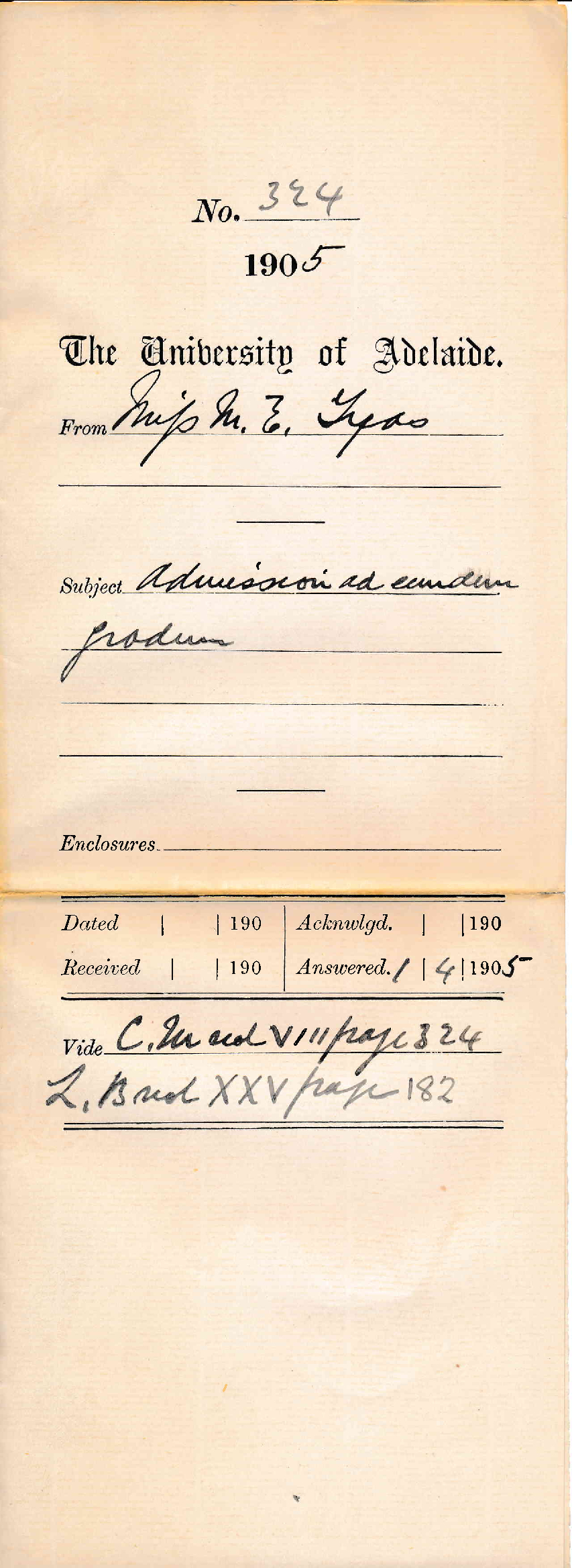 Admission ad eundem gradum - Tyas