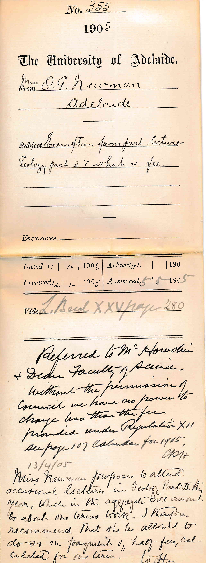 Exemption from part lectures Geology Part II and what is fee