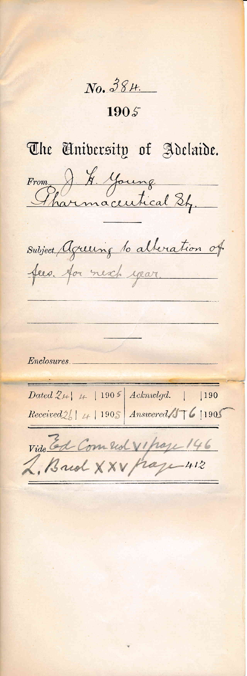 Agreeing to alteration of fees for next year