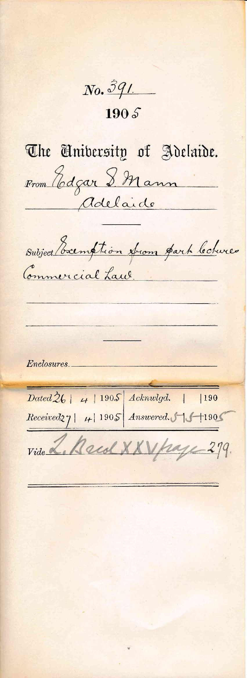 Exemption from part lectures Commercial Law