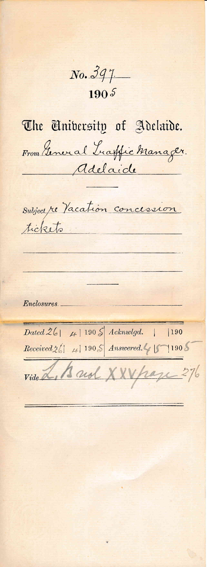 Vacation concession tickets